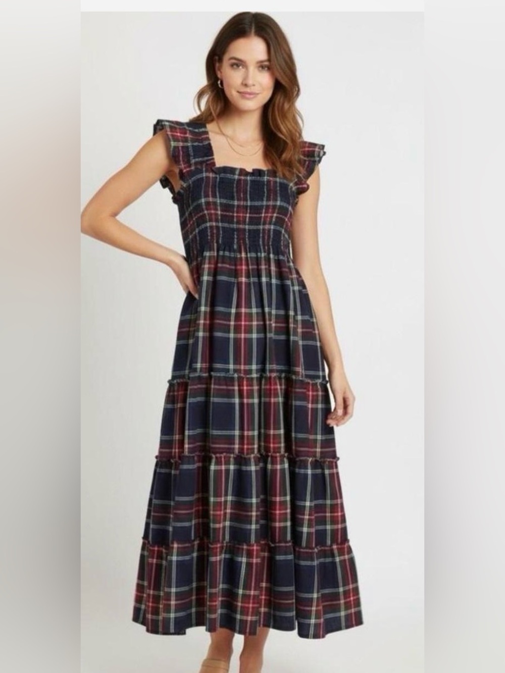 Hill House Home Ellie Nap Dress in a navy tartan plaid XS